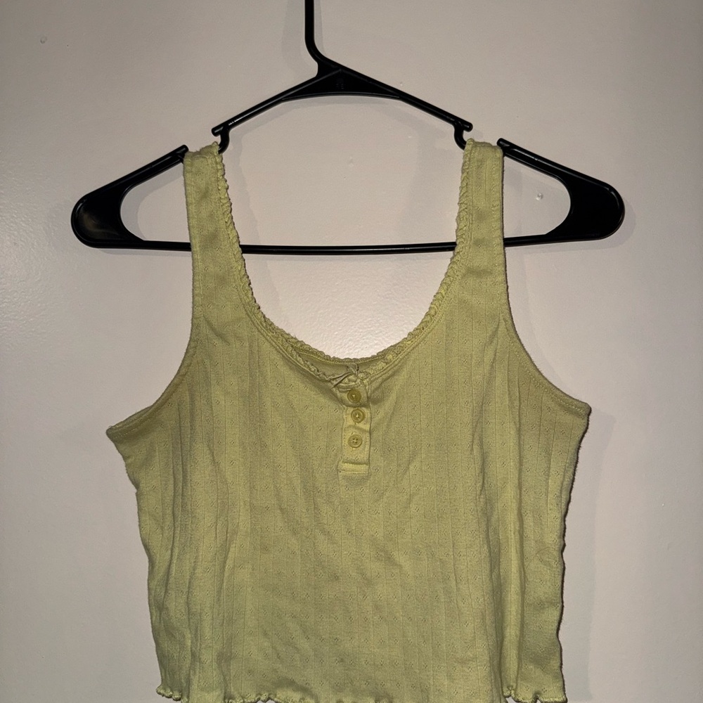 SO Pastel Yellow Buttoned Crop Top